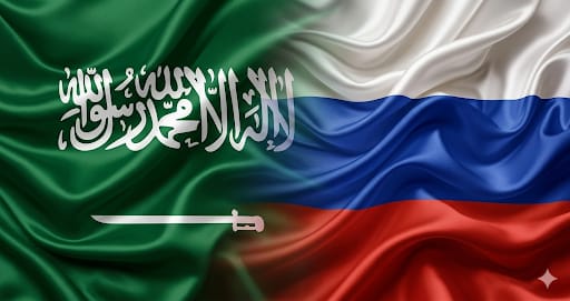 Saudi Arabia and Russia flags